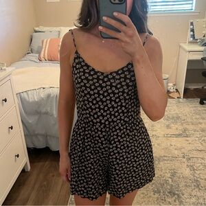 Black floral romper